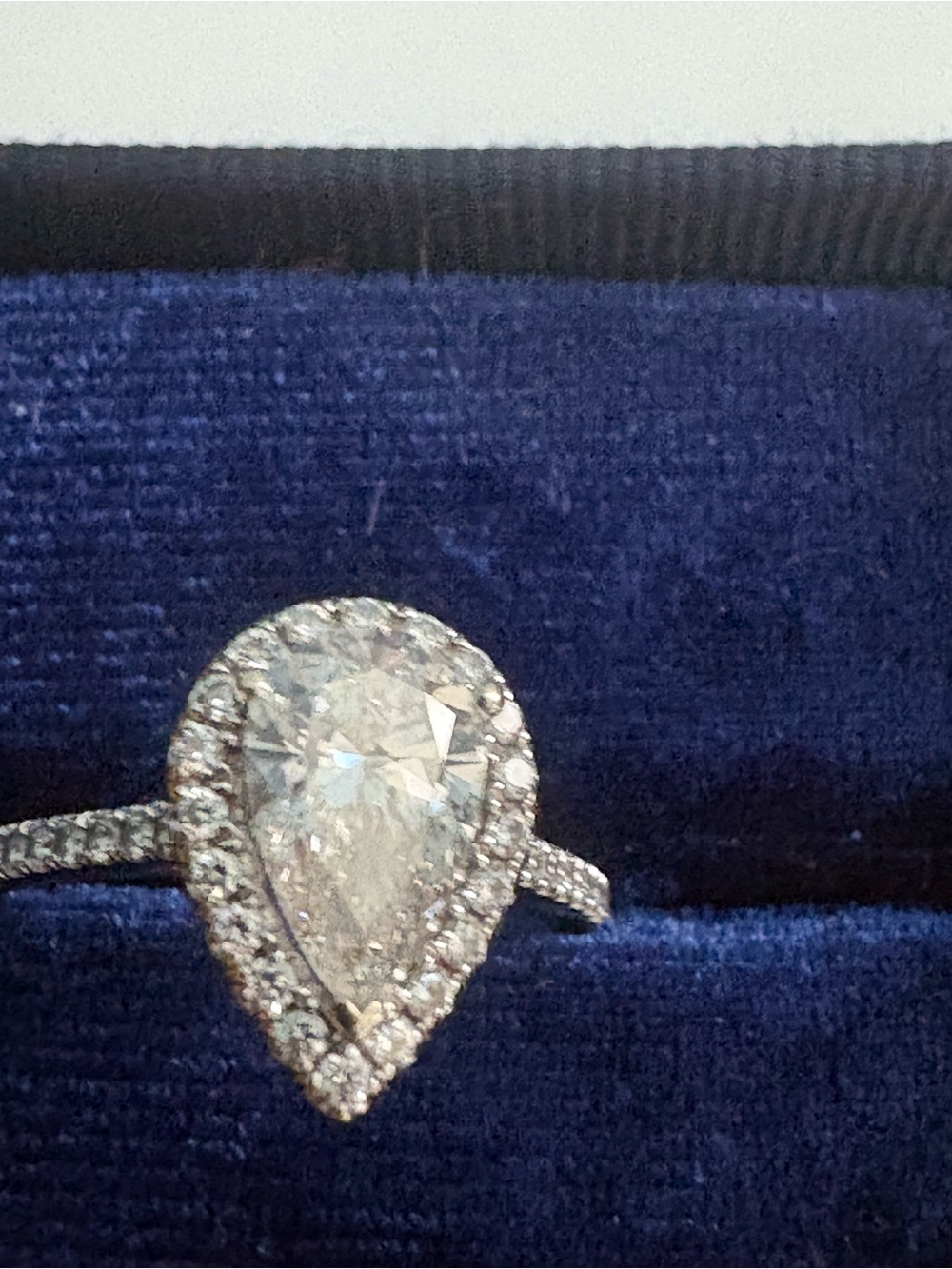 Pear halo lab diamond ring